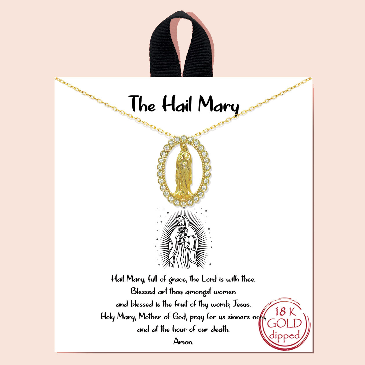 86016_Gold, "the hail mary" virgin mary necklace/18k gold dipped