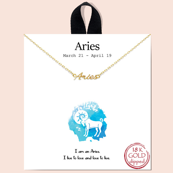 86476_Gold, ARIES zodiac necklace/18k gold dipped