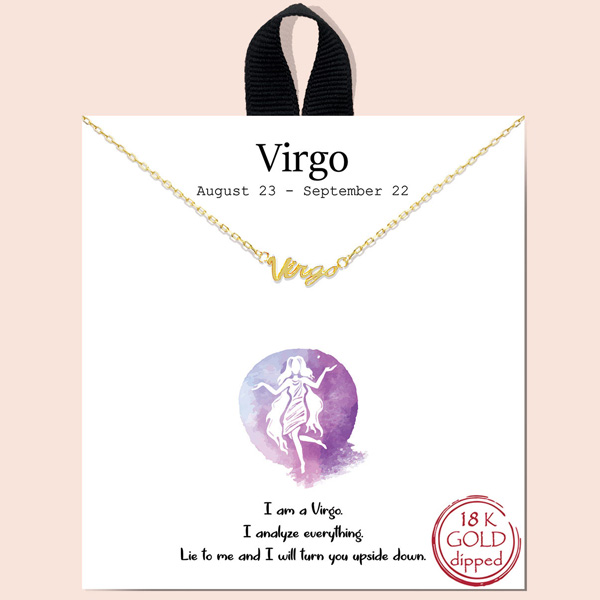 86476_Gold, VIRGO zodiac necklace/18k gold dipped