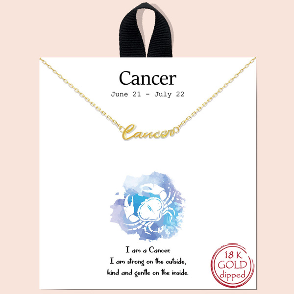 86476_Gold, CANCER zodiac necklace/18k gold dipped