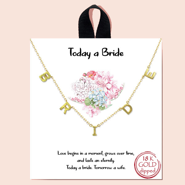 86025_Gold, "today a bride" bride station necklace/18k gold dipped