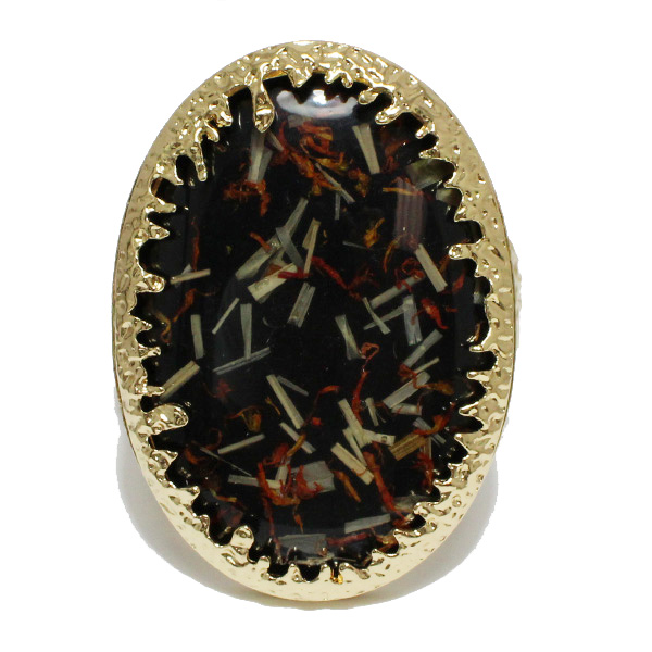 93623_Gold/Black, chunky oval celluloid acetate bangle bracelet 