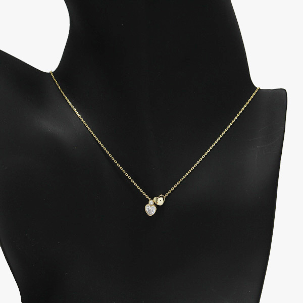 89876_Gold/Clear, dainty valentines heart pendant necklace 