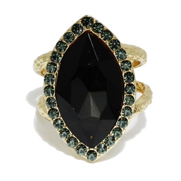 92286_Gold/Black, chunky marquise rhinestone bangle bracelet 