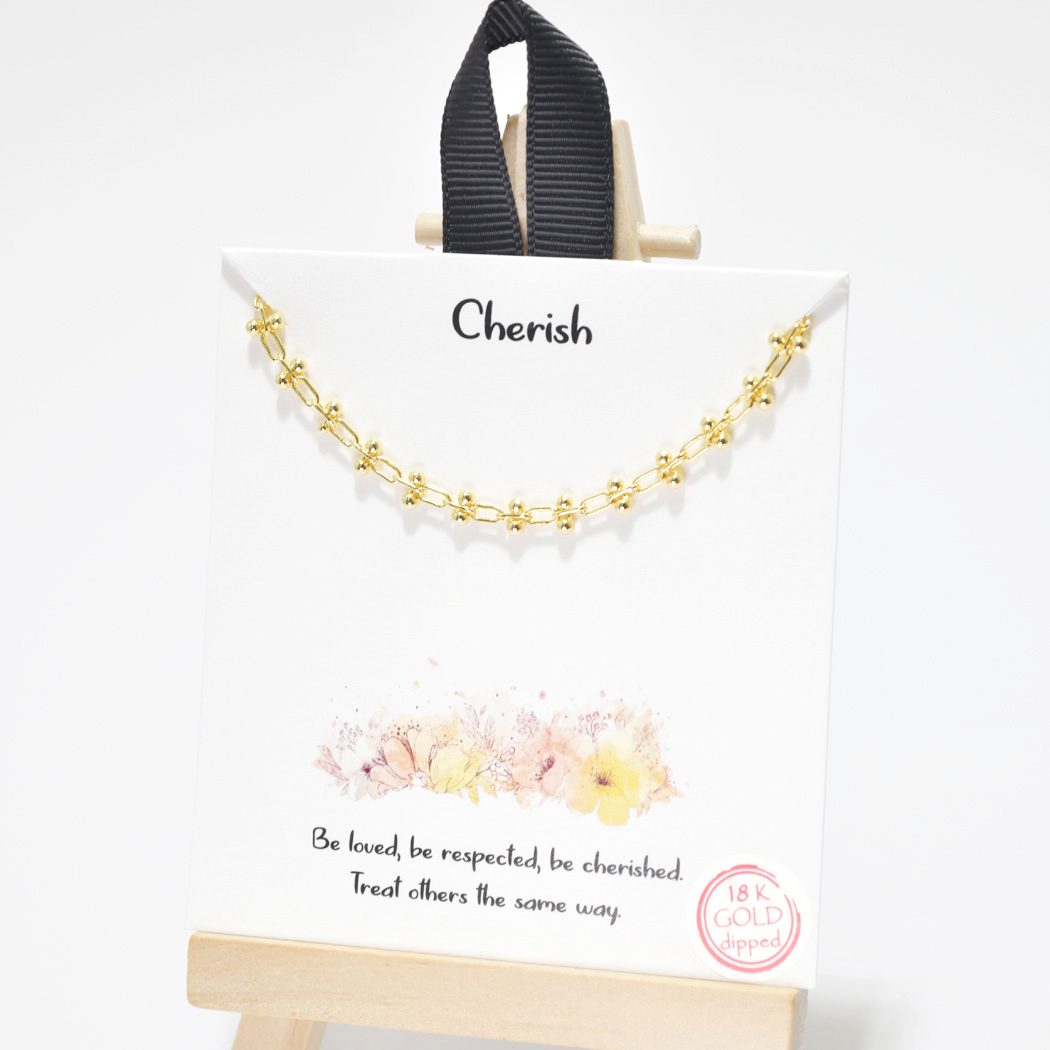 95336_Gold, 18K Gold Dipped, "Cherish" dainty necklace
