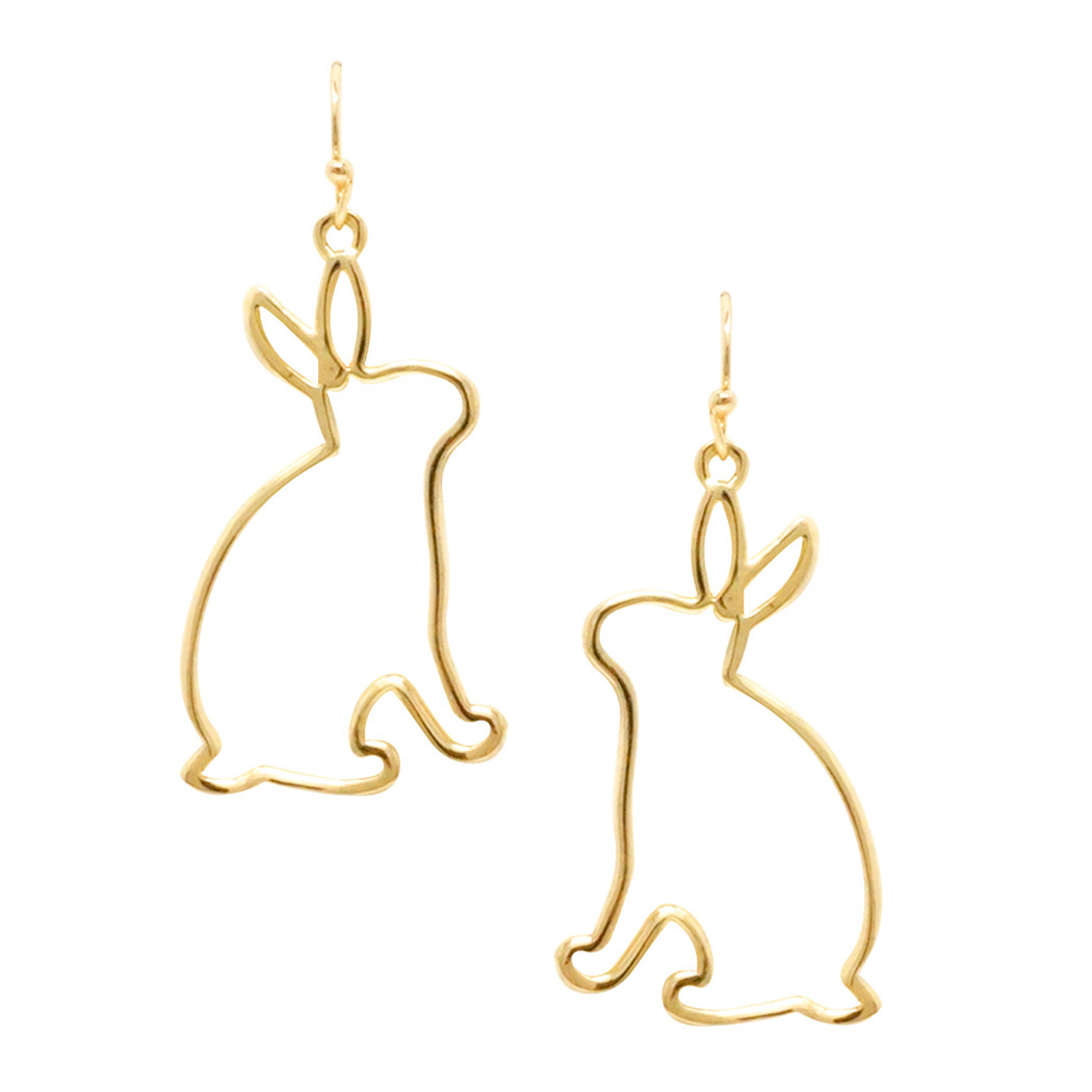 84388_Gold, easter bunny cut out earring