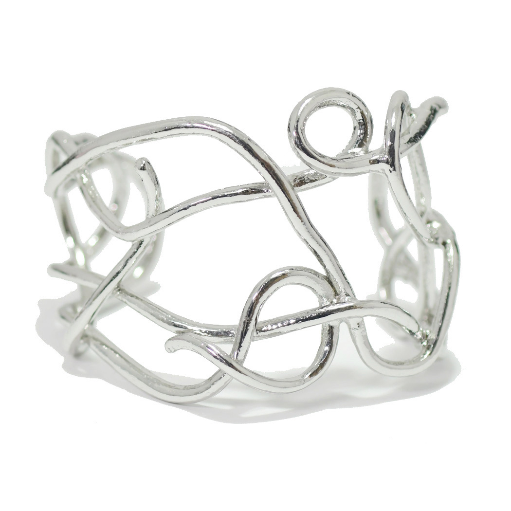 95759_Silver, metal wire cuff bracelet 