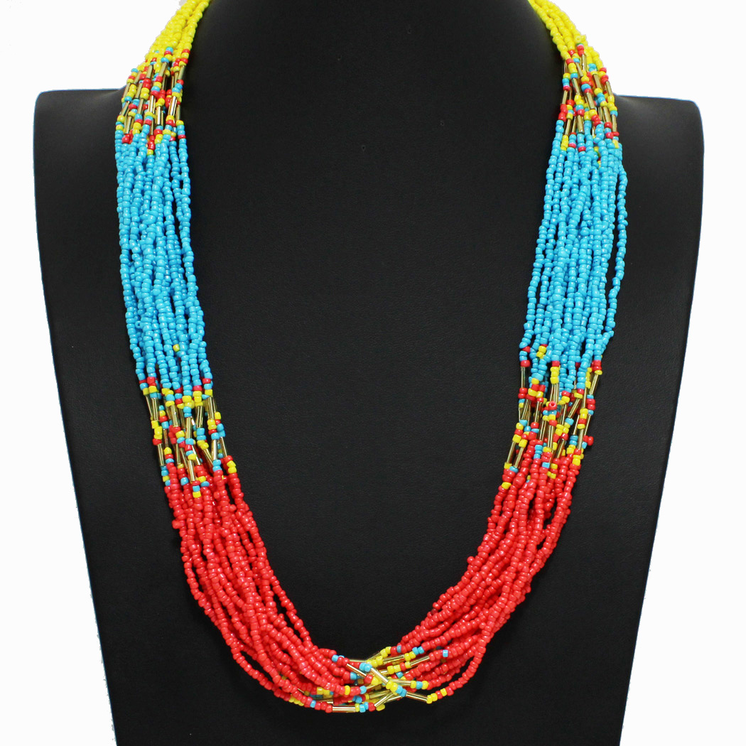 98177_Multi, multi strand seed beaded necklace 