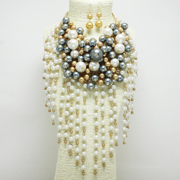 73144_Multi, pearl cluster necklace