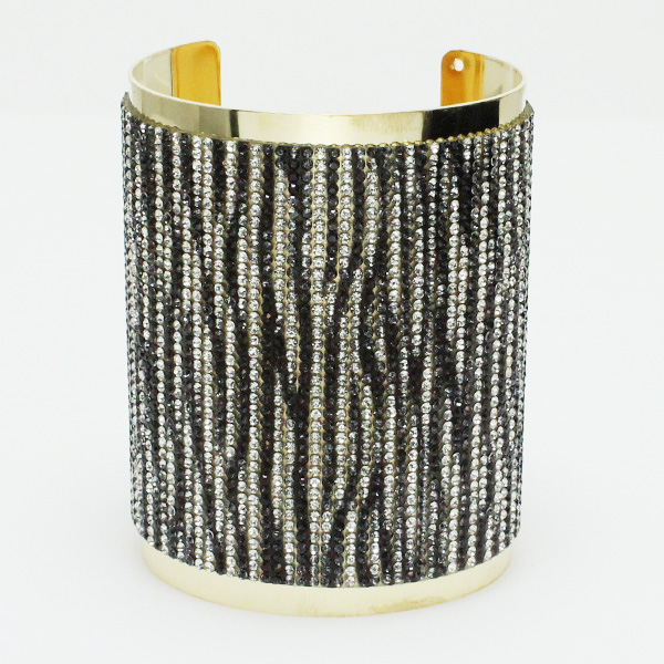 73169_Gold/Black, rhinestone fashion cuff bracelet