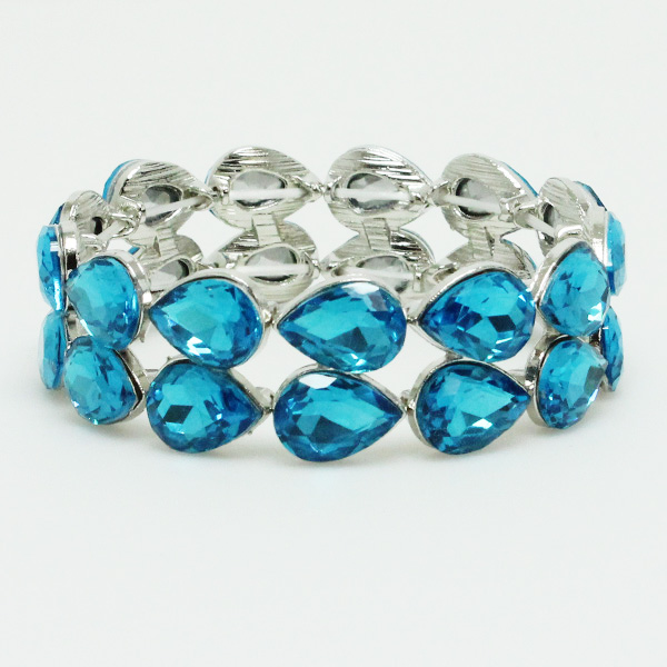 74903_Silver/Aqua, rhinestone stretch bracelet