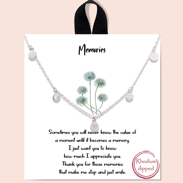 77716_Silver, &quotmemories" necklace/ white gold dipped