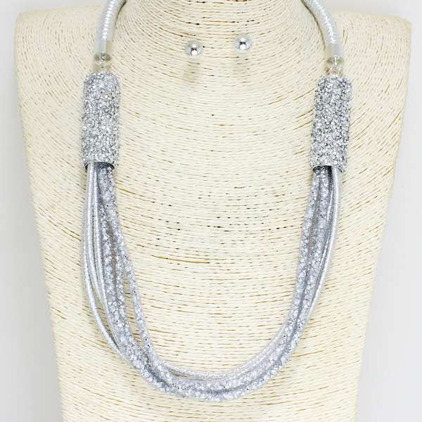 78009_Silver, fashion glitter necklace