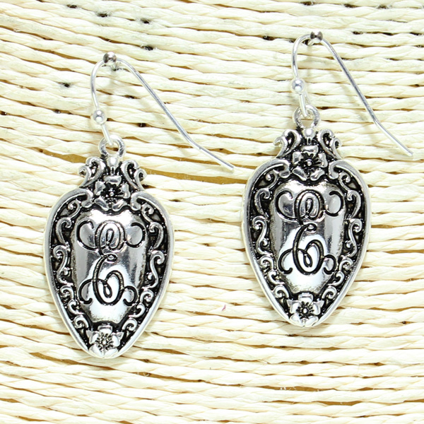 78437_&quotE", spoon initial earring