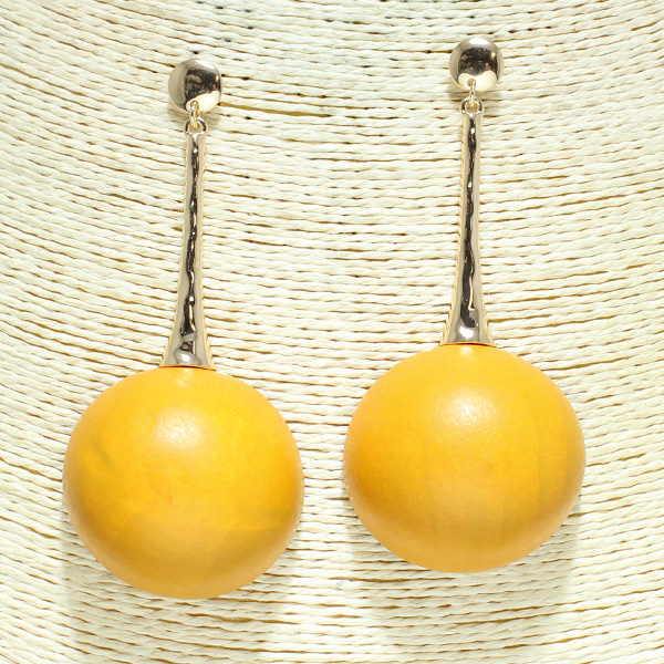 79146_Yellow, wood drop earring