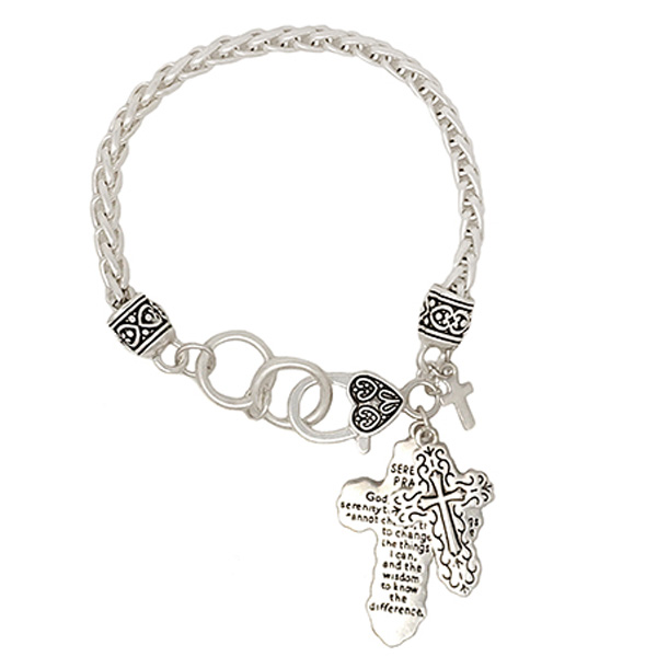 79164_Worn Silver, &quotserenity prayer" charm bracelet