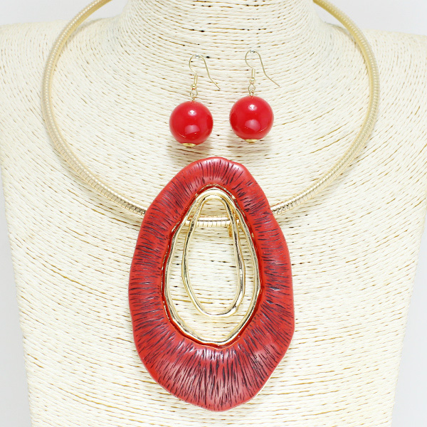 79216_Gold/Red, choker necklace