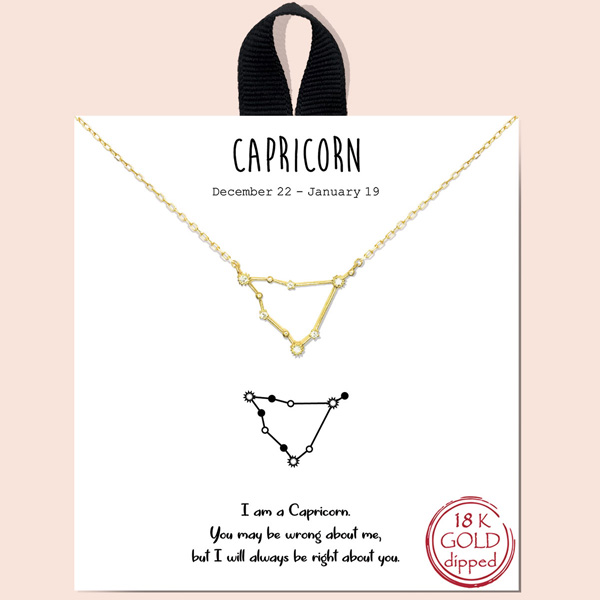 79380_Gold, &quotCAPRICORN" constellation necklace/18k gold dipped