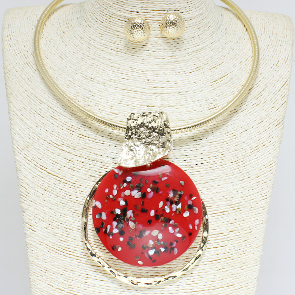 80461_Gold/Red, chunky necklace
