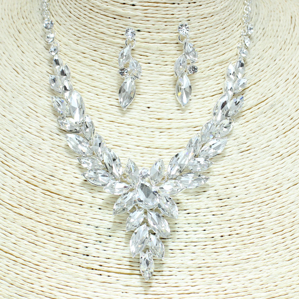 80625_Silver/Clear, rhinestone necklace
