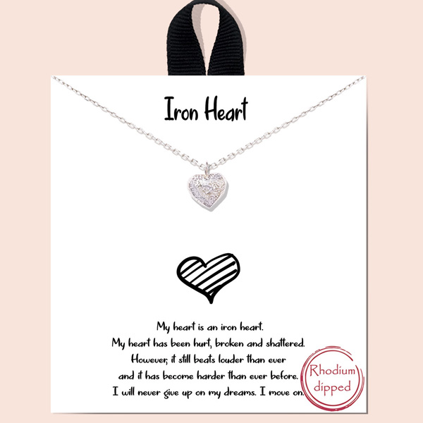 81059_Silver, heart dainty necklace/rhodium dipped