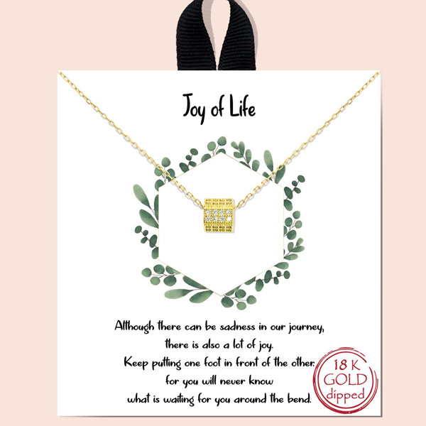 81061_Gold, &quotjoy of life" dainty necklace/18k gold dipped