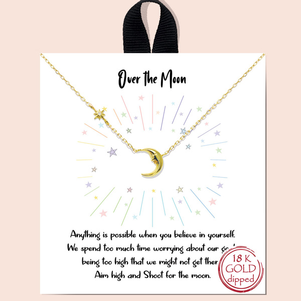81071_Gold, &quotover the moon" dainty necklace/18k gold dipped