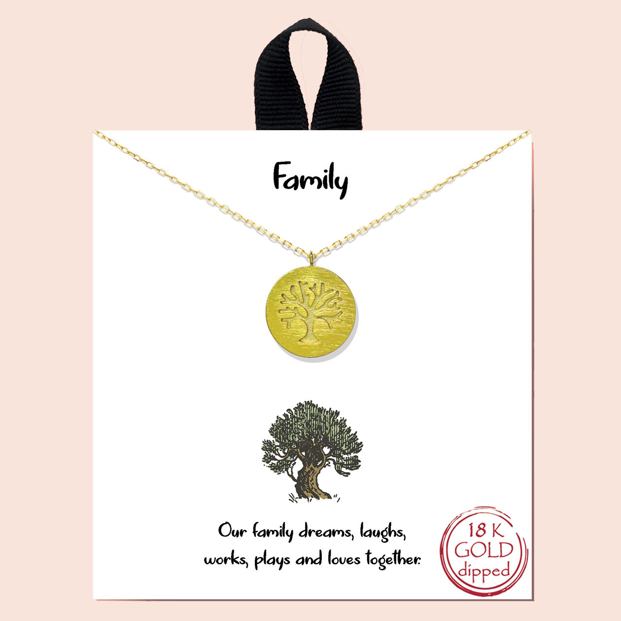 84029_Gold, &quotfamily" tree necklace/18k gold dipped