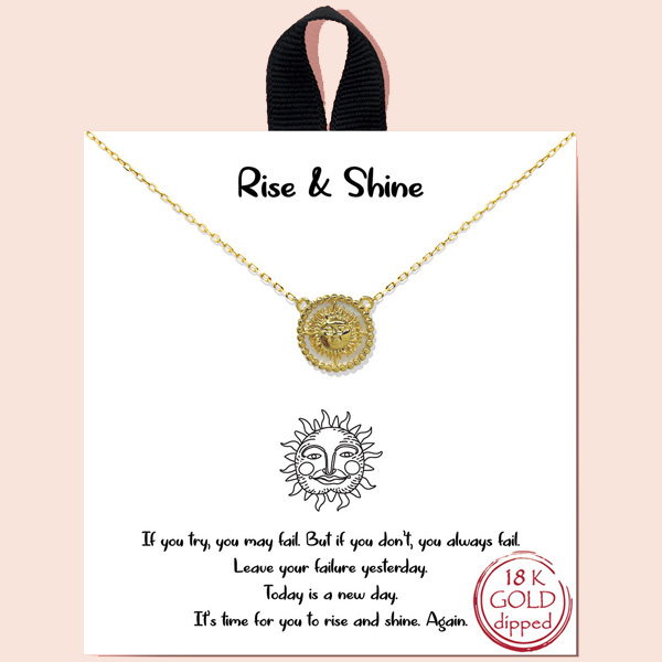 84318_Gold, &quotrise & shine" sun mother of pearl necklace/18k gold dipped