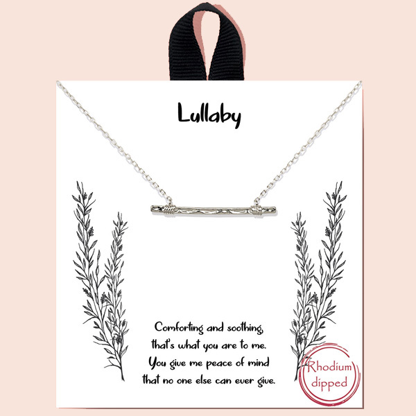 84976_Silver, &quotlullaby" dainty bar necklace/rhodium dipped