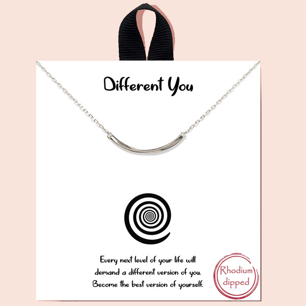 84977_Silver, &quotdifferent you" dainty necklace/rhodium dipped