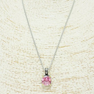 87407_Two tone/Pink, designer inspired cubic zirconia pendant necklace 