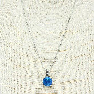 87407_Two tone/Aqua, designer inspired cubic zirconia pendant necklace 