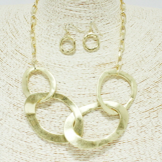 87100_Worn Gold, multi link metal necklace 