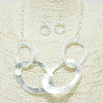 87100_Worn Silver, multi link metal necklace 