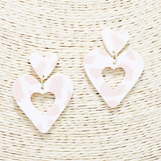 88630_White, heart shape acrylic earring