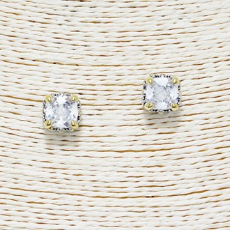 89285_Two tone/Clear, designer inspired stud earring 