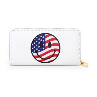 90671_USA Flag in smile happy face wallet, july 4th, independence day 