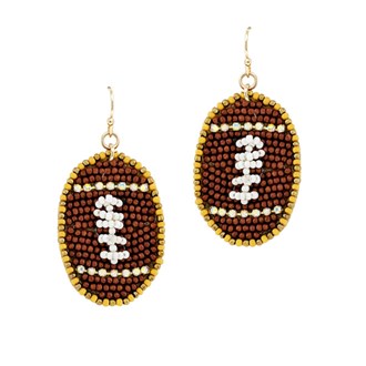 91293_Football seed beaded earring, game day, sports 