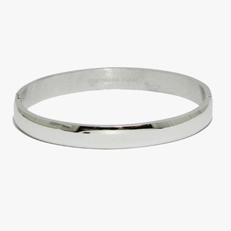 91661_Silver, solid stainless steel bangle open bracelet 