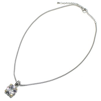 87407_Two tone/Clear, designer inspired cubic zirconia pendant necklace 