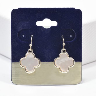 100062_Silver, designer inspired mother of pearl clover dangle earring 