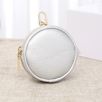 96223_Silver, faux leather coin purse pouch