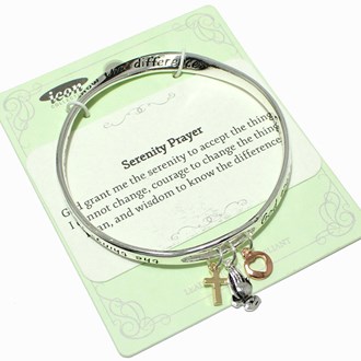 98181_3 Tone, "Serenity Prayer" multi charm bangle bracelet 