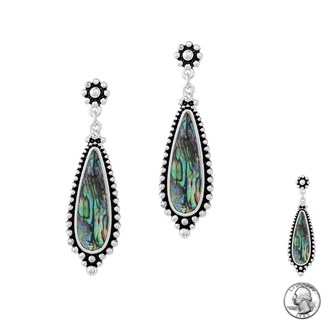98190_Antique Silver, abalone teardrop dangle earring 