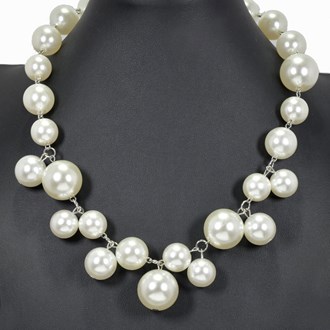 99684_Silver/White, pearl cluster necklace 