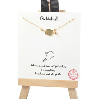 101293_Gold, 18K Gold Dipped, "Pickleball" paddle necklace 