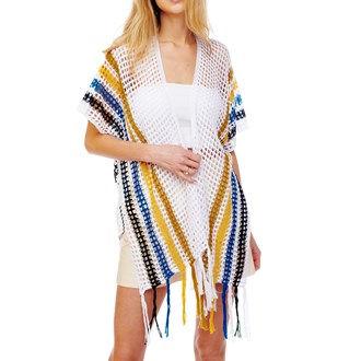 101571_White, multi color stripe net kimono 