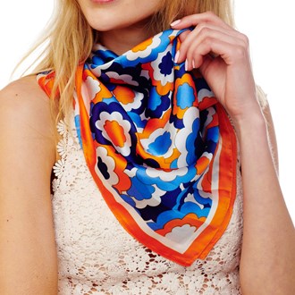 101573_Orange, floral printed silky bandana