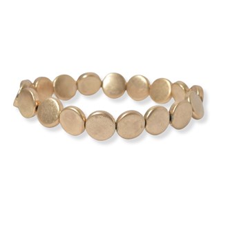 101975_Worn Gold, round metal stretch bracelet 